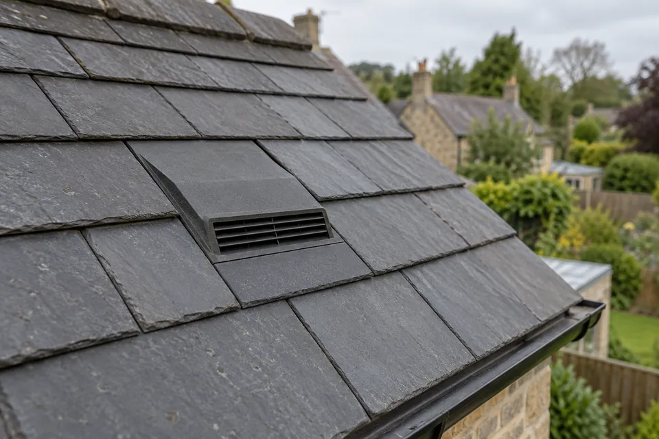 AI illustration of a ventilation tile within a slate roof